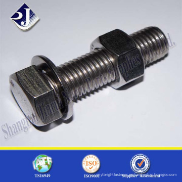 Tornillo hexagonal DIN933 de acero inoxidable con tuerca DIN 934 y arandela DIN 125